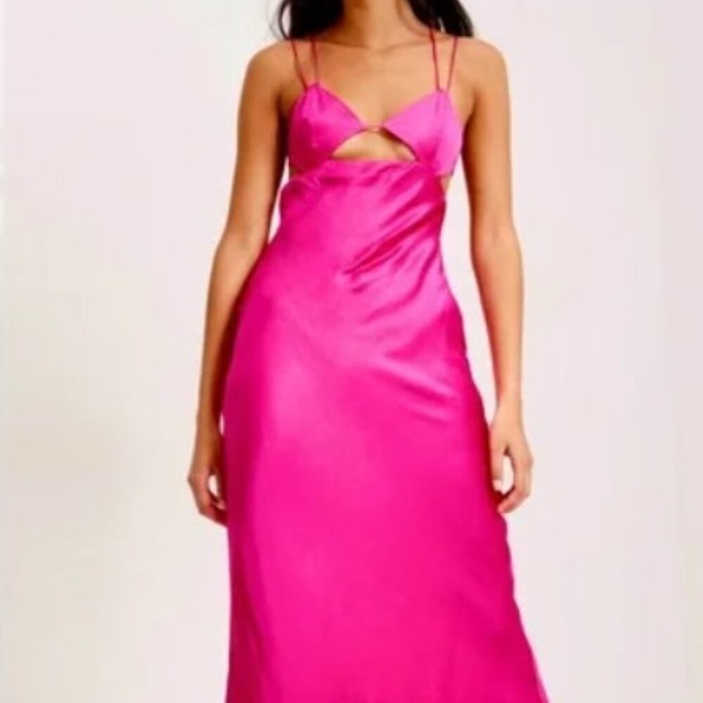Bardot Lucia Midi Slip Dress in Hot Pink Sz 8